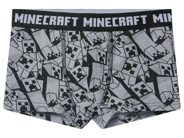 شورت پادار طوسی رنگ پسرانه با طرح Minecraft سایز ۱۲ تا ۱۴ سال